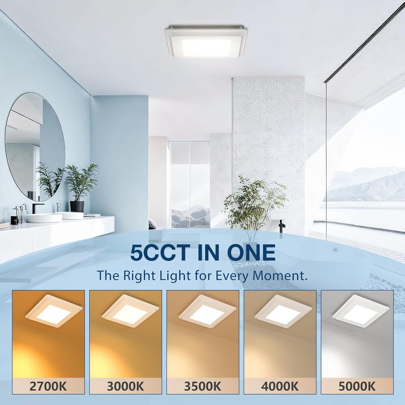 Amico Bathroom Exhaust Fan with Light, 110 CFM, 1.0 Sones, 5CCT, Easy Retrofit without Attic Access, Adjustable Bathroom Fan with light, Quiet Operation, ETL & FCC Certified - Image 3